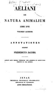 Cover of: Aeliani De natura animalium libri XVII by Aelian