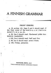 Cover of: A Finnish grammar