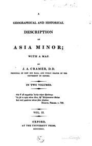 Cover of: A geographical and historical description of Asia Minor. by Cramer, J. A.