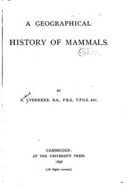 Cover of: geographical history of mammals.