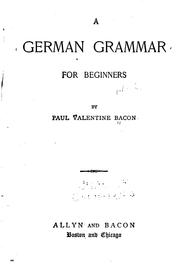Cover of: A German grammar for beginners