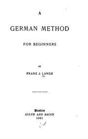 Cover of: German method for beginners