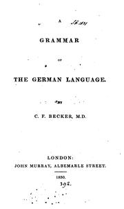 Cover of: grammar of the German language.