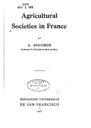 Cover of: Agricultural societies in France