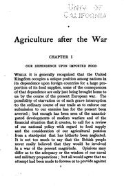 Cover of: Agriculture after the war by Hall, Daniel Sir