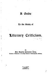 Cover of: A guide to the study of literary criticism. by Angeline P. Carey