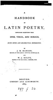 Cover of: A handbook of Latin poetry by Hanson, J. H.