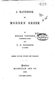 Cover of: A handbook to modern Greek.