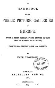 Cover of: handbook to the public picture galleries of Europe.