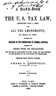 Cover of: A hand-book of the U. S. tax law, (approved July 1, 1862,) by Amasa Angell Redfield