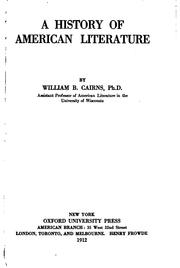 Cover of: A history of American literature by William B. Cairns
