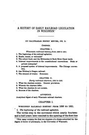 A history of early railroad legislation in Wisconsin by Balthasar Henry Meyer