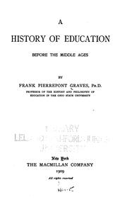 Cover of: history of education before the middle ages