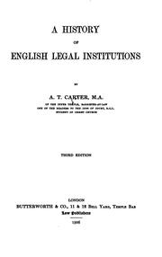 Cover of: A history of English legal institutions