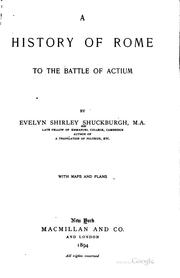 Cover of: A history of Rome to the battle of Actium