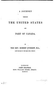 Cover of: A journey through the United States and part of Canada. by Robert Everest