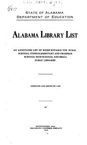 Cover of: Alabama library list by Alabama. Dept. of Education.