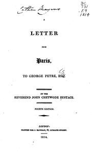 Cover of: letter from Paris, to George Petre, esq.