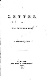 Cover of: A letter to his countrymen. by James Fenimore Cooper