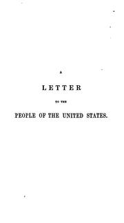 Cover of: A letter to the people of the United States touching the matter of slavery. by Theodore Parker