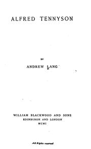 Cover of: Alfred Tennyson by Andrew Lang
