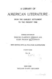 Cover of: A library of American literature from earliest settlement to the present time by Edmund Clarence Stedman