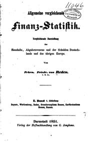 Cover of: Allgemeine vergleichende finanz-statistik. by Reden, Friedrich Wilhelm Freiherr von