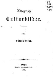 Cover of: Altbayerische culturbilder.