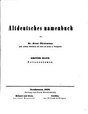 Cover of: Altdeutsches Namenbuch by Ernst Wilhelm Förstemann