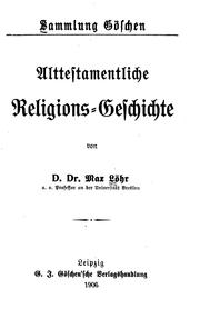 Cover of: Alttestamentliche Religions-Geschichte