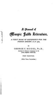 Cover of: A manual of Æsopic fable literature. by George C. Keidel