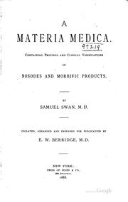 Cover of: materia medica: containing provings and clinical verifications of nosodes and morbific products