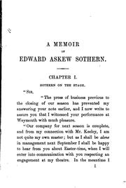 Cover of: A memoir of Edward Askew Sothern. by Pemberton, T. Edgar