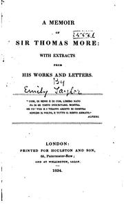 Cover of: memoir of Sir Thomas More: with extracts from his works and letters.
