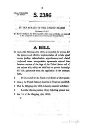 Cover of: Amend the Shipping act of 1916: hearing before the Subcommittee on Merchant Marine and Tourism of the Committee on Commerce, Science, and Transportation, United States Senate, Ninety-fifth Congress, second session, on S. 2386 ... March 8, 1978.