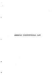 Cover of: American constitutional law.