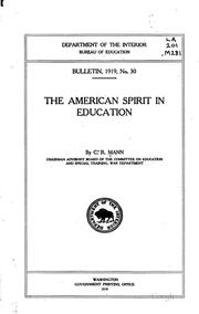 Cover of: The American spirit in education