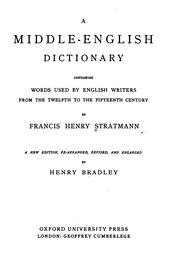 Cover of: A Middle-English dictionary by Francis Henry Stratmann
