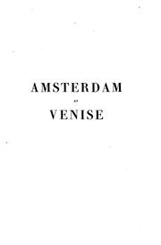 Cover of: Amsterdam et Venise ...