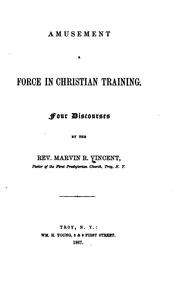 Cover of: Amusement: a force in Christian training.