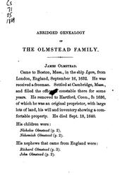 Cover of: An abridged genealogy of the Olmstead family of New England