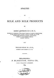 Cover of: Analysis of milk and milk products | Leffmann, Henry