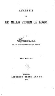 Cover of: Analysis of Mr. Mill's system of logic.