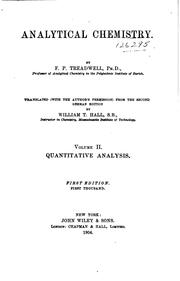 Kurzes Lehrbuch der analytischen Chemie by F. P. Treadwell