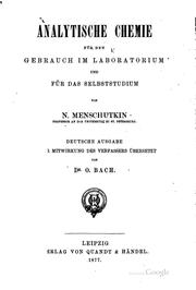 Cover of: Analytische Chemie: für den Gebrauch im Laboratorium und für das Selbststudium