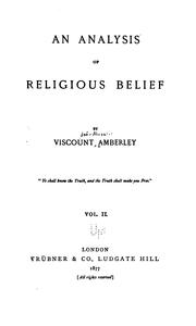 Cover of: An analysis of religious belief. by Amberley, John Russell viscount