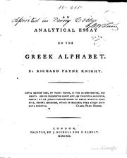 Cover of: An analytical essay on the Greek alphabet.