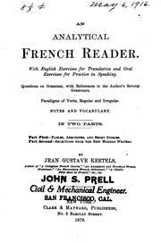 Cover of: An analytical French reader. by Jean Gustave Keetels
