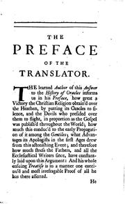 Cover of: An answer to Mr. de Fontenelle's History of oracles.: In which Mr. Van-Dale's system concerning the authors of the heathen oracles, and the cause and time of their silence, is confuted