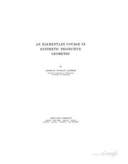 Cover of: elementary course in synthetic projective geometry